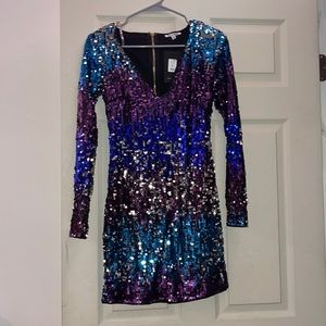 Multi color sparkle hoco dress